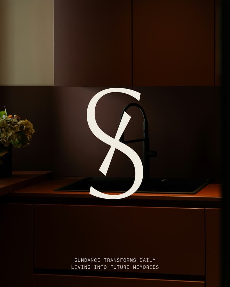Sundance monogram in a dark kitchen