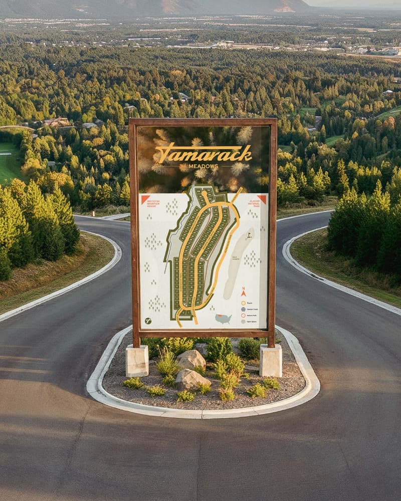 Tamarack Meadows entry sign