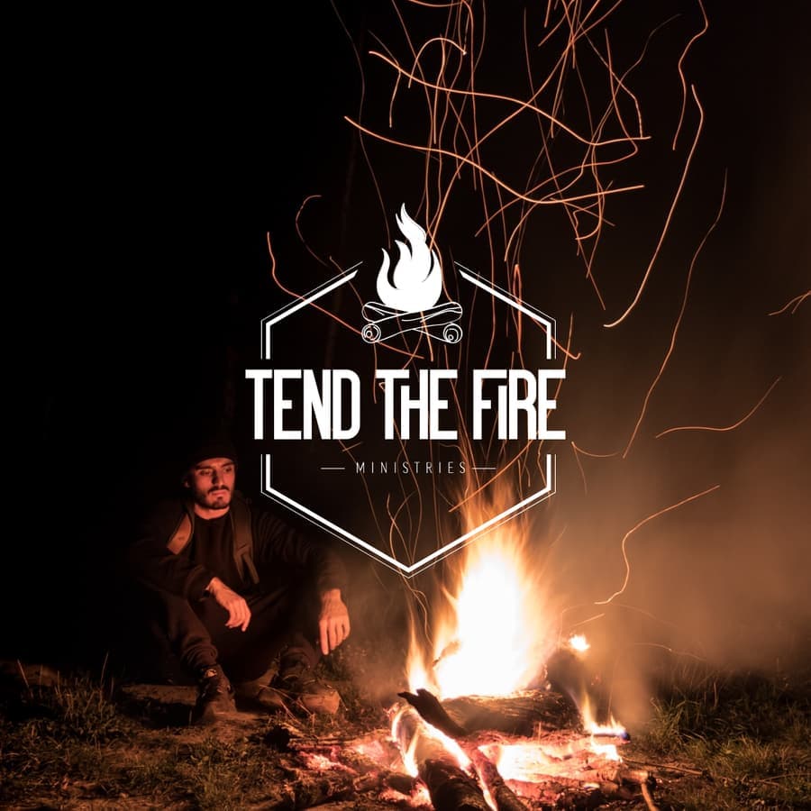 Tend the Fire logo over a campfire