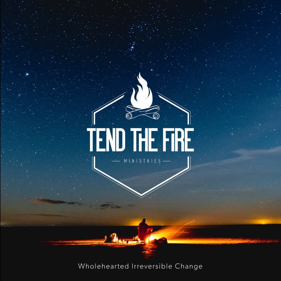 Tend the Fire logo under a night sky