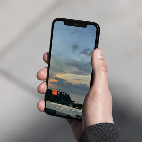 Luxx social posts on a phone, animated